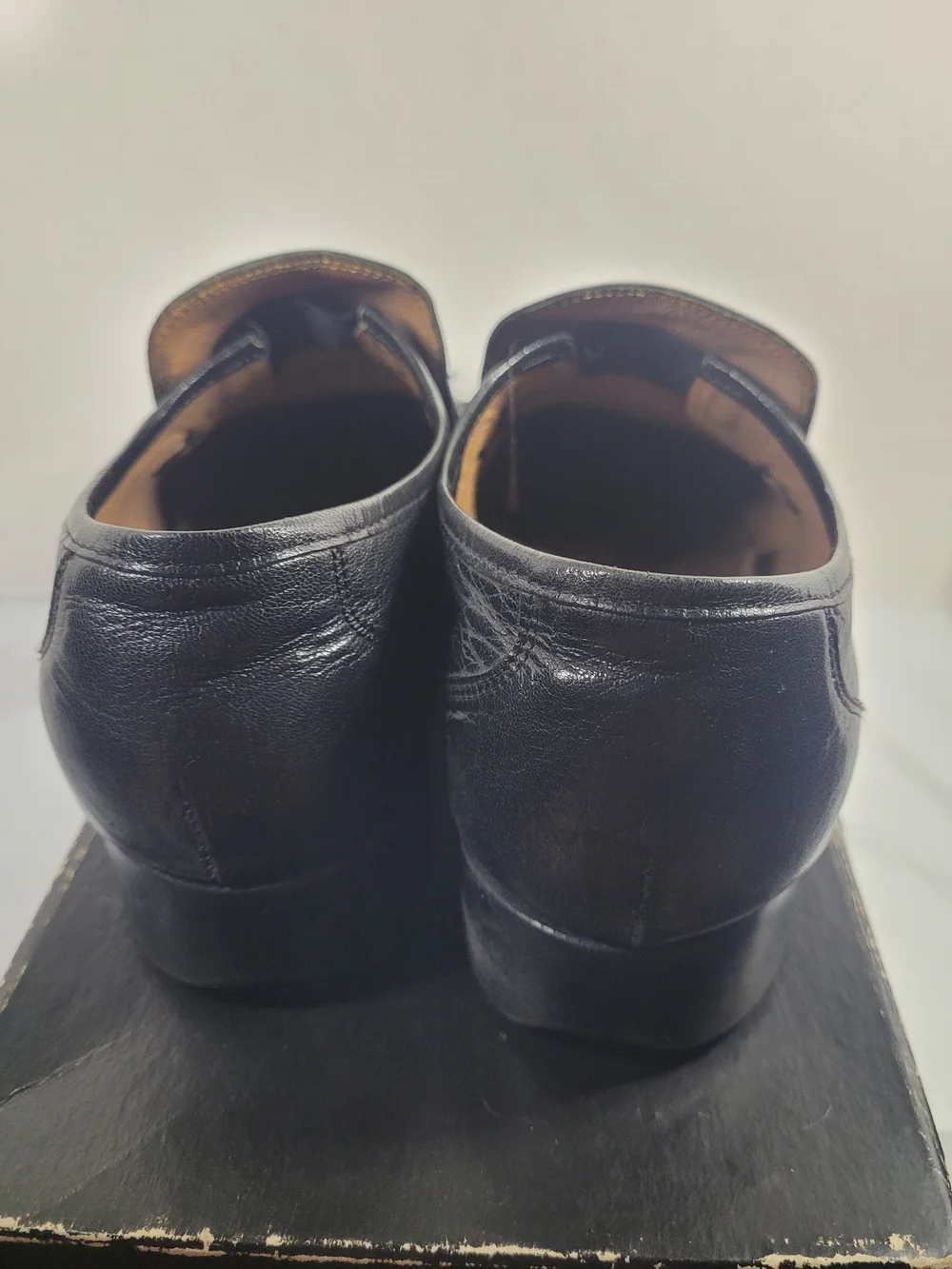 Freeman Mens Black Leather Slip On Loafers Driving Shoes Size 10 M